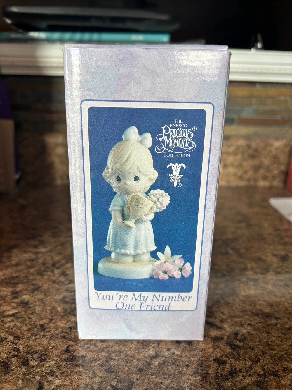 Enesco Precious Moments Blue and Cream 'You're My Number One Friend' Figurine